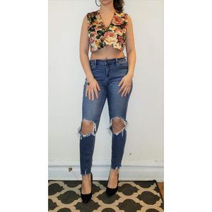 Floral V-Neck Crop Top: Zara